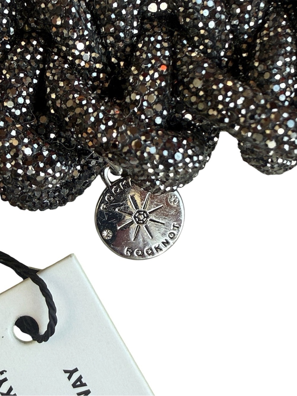 ROCKNOT Gunmetal Crystal Rhinestone Lace Chain 30" Shoulder Bag Strap NWT $140 - Picture 6 of 17